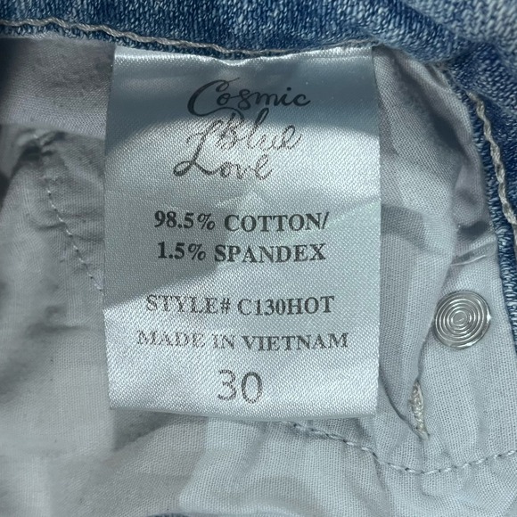 Cosmic Blue Love‎ Jeans Womens Size 32 Blue Light Wash Denim 30x28 Blue Stretch - Picture 8 of 8